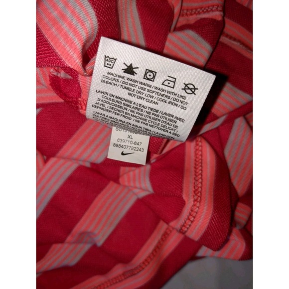 Nike‎ Golf Tour Performance Polo Shirt Size XL Dri Fit Striped Red Pink White - Picture 9 of 16